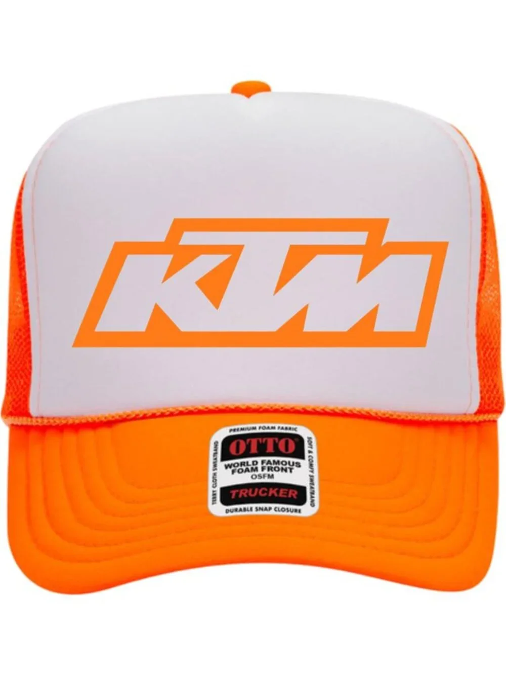 KTM Racing Dirt Bike Motocross Printed Orange White Foam Rope Trucker Hat MX Y2K